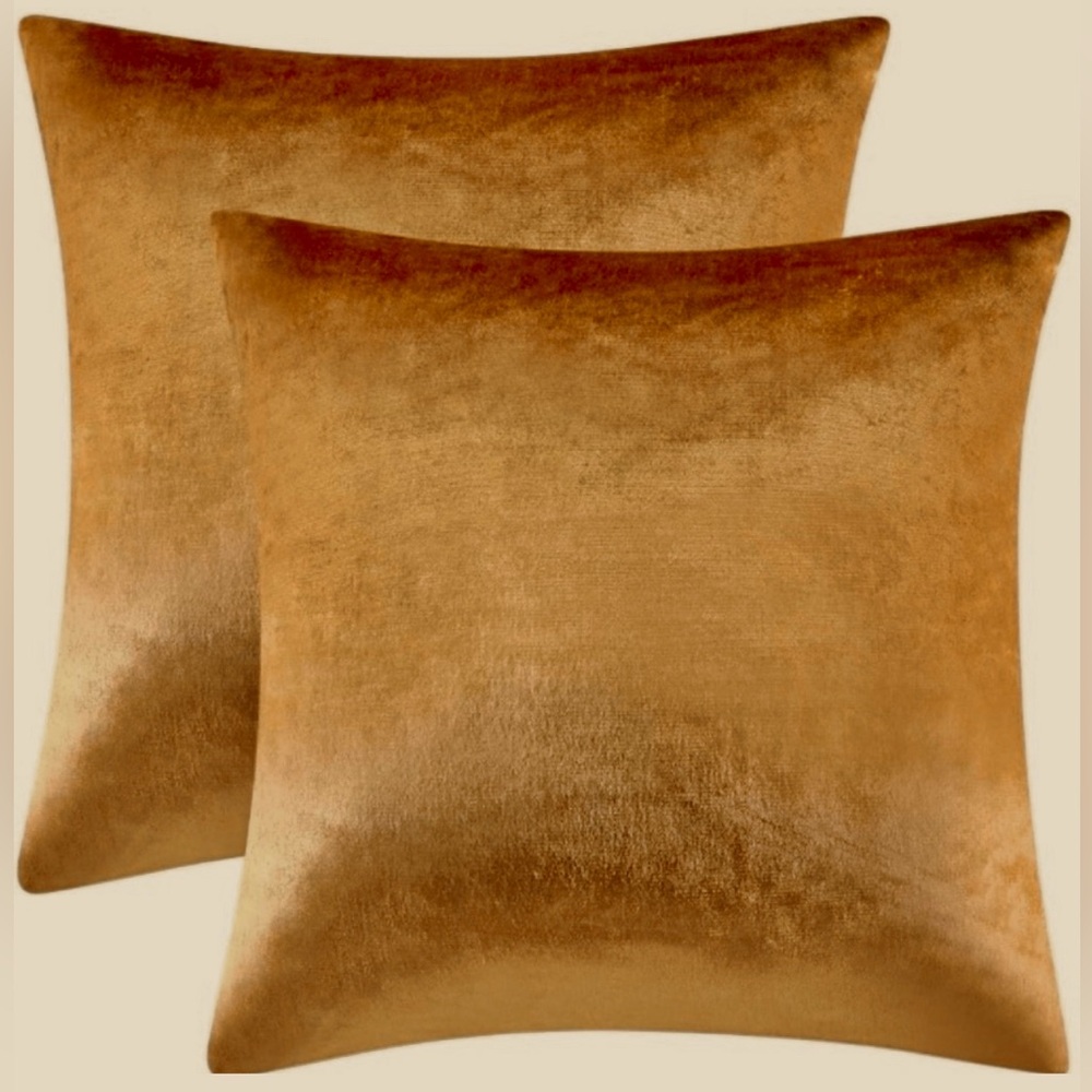 NEW Mustard Gold Velvet Soft Pillow Covers - Set of 2 - 18 x 18 inch
